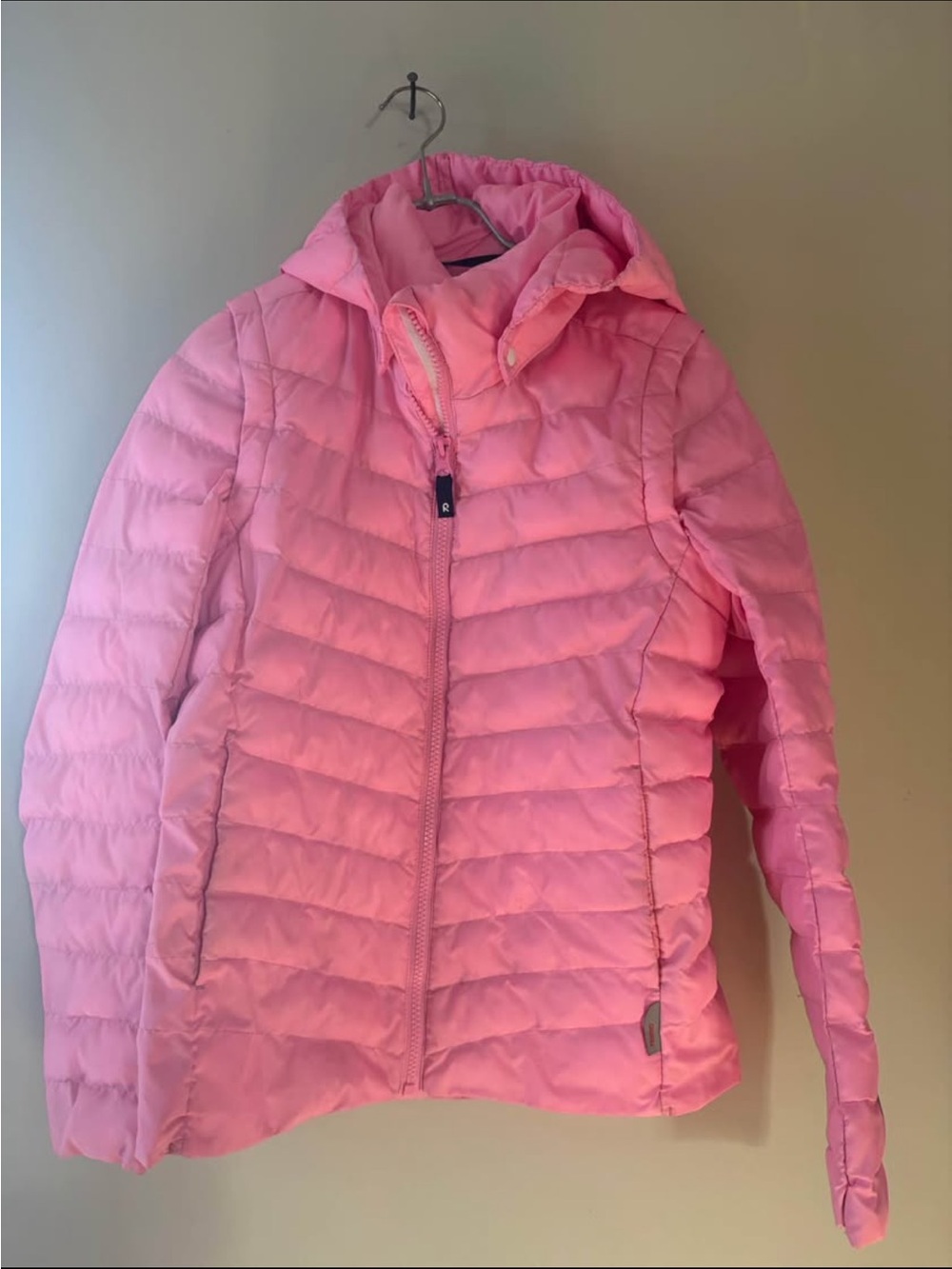 Reima Lightweight Pink Puffer Jacket with removable Hood and sleeves
